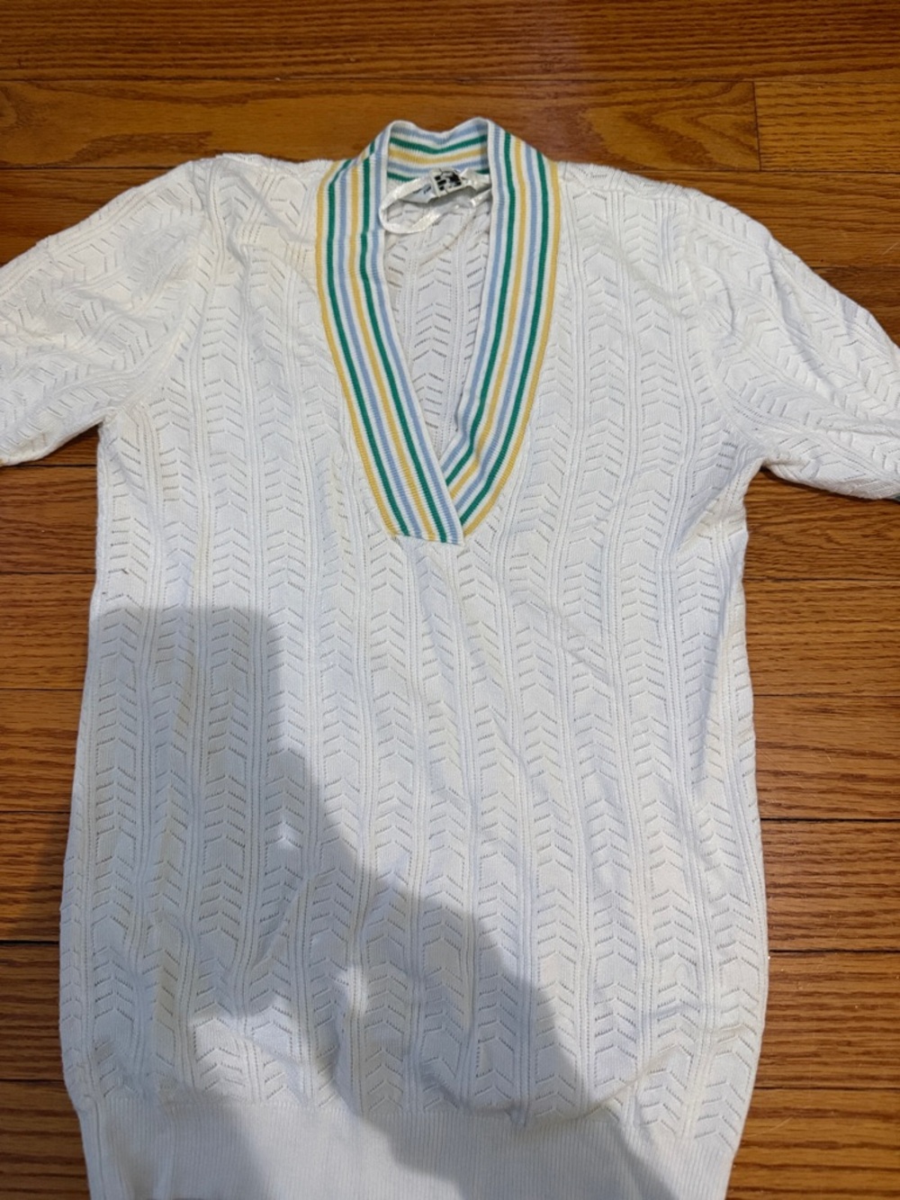 Chevron TOP - Knit Top with Striped V-Neck Trim